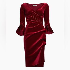 nwt Chiara Boni La Petite Robe Triana Velvet Dress in Garnet Size 2 $750